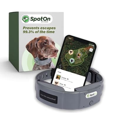 SpotOn GPS Wireless Dog Fence Collar, Accurate & Reliable, Unlimited Fences, Extended Battery Life Mode, No Subscription, Built in USA, Omni Collar Model, Large Dog Breed Neck Size 19"-26"