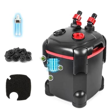 PONDFORSE 172GPH Canister Filter, External Aquarium Filter Ultra-Quiet Water Circulation Cleaning Machine with Media for Fish Tanks and Aquariums Up to 30 Gallons (172GPH)