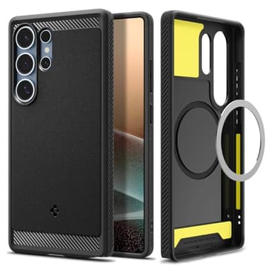 Spigen Rugged Armor MagFit Designed for Galaxy S25 Ultra Case [Fast Wireless Charging/Magnet for Galaxy] (2025) - Matte Black