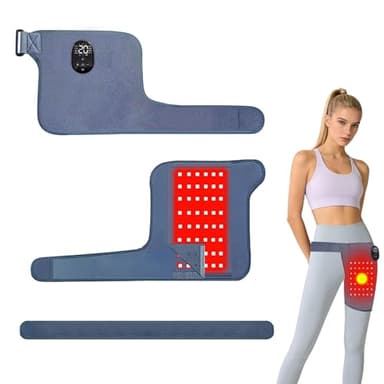 Red Light Therapy for Hip, 42 LEDs 660、850nm Red Light Therapy with Adjustable Light Intensity/Heating/Massage Functions, Rechargeable 2000mAh Battery