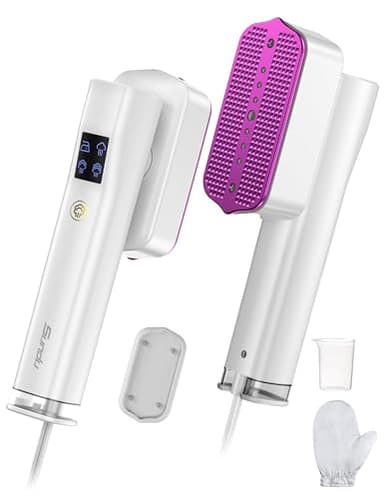 Steamer for Clothes, Sundu Portable 2-in-1 Steamer & Iron, 15s Fast Heat-up, 100ml Water Tank, Ironing Gloves, 20 Min Continuous Steam, Wrinkle Remover for Garment, Travel & Home Use (Purple White)