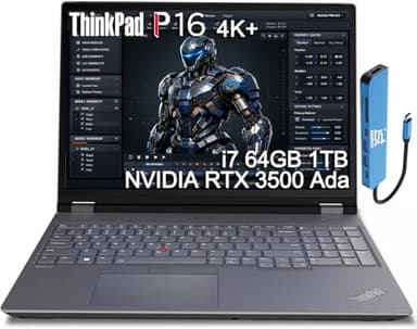 Lenovo ThinkPad P16 Mobile Workstation Laptop (16" 4K+ UHD+, NVIDIA RTX 3500 Ada 12GB, Intel Core i7-14700HX, 64GB DDR5, 1TB SSD) for Engineer, Architect, Designer, Fingerprint, IST Hub, Win 11 Pro