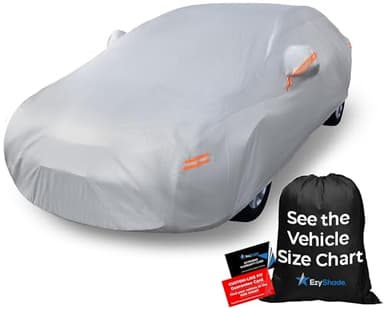 EzyShade 10-Layer Car Cover Waterproof All Weather - See Vehicle Size-Chart - Car Covers for Automobiles & Car Snow Cover - Full Exterior Covers - Winter Rain Sun SUV Sedan. Size A4 (See SizeChart)