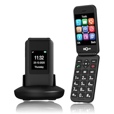 4G Flip Phone Unlocked for Senior,Basic Flip Phone,Cell Phone for Seniors,2.8" +1.5 '' Dual Screen,SOS Button,Speed Dial,Big Buttons,Bluetooth,Camera,FM Radio,1400mAh Battery. (Black)