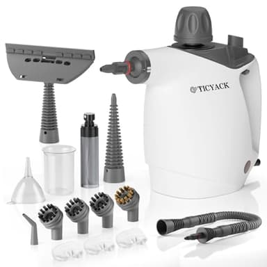 TICYACK Handheld Steam Cleaner, Steam Cleaner with 16 PCS Accessory & Safety Lock, 500ML Capacity, Multi-Surface Deep Cleaning for Home, Car, Bathroom, Grout, Floor, Window (White)