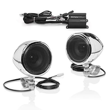 BOSS Audio Systems MC420B 3 Inch Motorcycle Speakers and Amplifier Sound System – Class D Amplifier, Weatherproof, Volume Control, ATV UTV Compatible