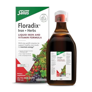 Floradix Iron & Herbs - Liquid Herbal Supplement for Energy Support - Iron Supplement with Vitamin C & Vitamin B Complex - for Men & Women - 23.7 fl oz
