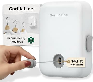 GorillaLine - Retractable Clothesline Indoor Outdoor Clothes Line | Heavy Duty Clothes Drying Laundry Line | Wall Mounted Drying Rack Clothing Line
