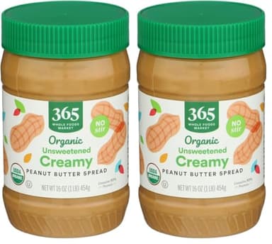 365 by Whole Foods Market, Organic Unsweetened Peanut Butter, 16 Ounce (Pack of 2)