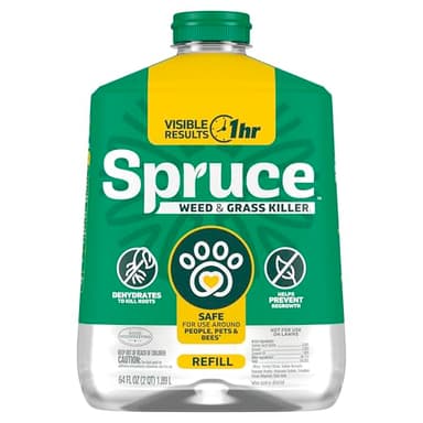 Spruce Weed Killer Refill - Versatile Weed & Grass Killer₃ for Flower Beds, Driveways & Mulch Beds - No Pour, No Mix, No Mess Refill - Kills Dandelions, Crabgrass & More (64 Oz)