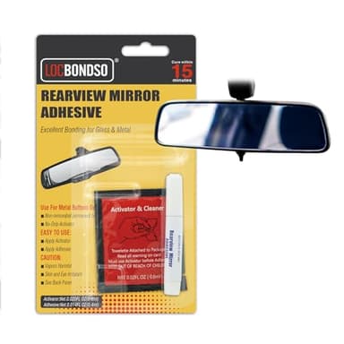 LOCBONDSO Strong Hold Rearview Mirror Adhesive Repair Kit, Fast-Curing Windshield Glue, Waterproof & Heat Resistant for Metal/Glass Bonding