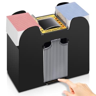 Unniweei Automatic Card Shuffler 1/2/4/6 Decks, Battery-Operated Electric Shuffler, Casino Card Game for Poker, Home Card Game, UNO, Phase10, Texas Hold'em, Blackjack, Home Party Club Game