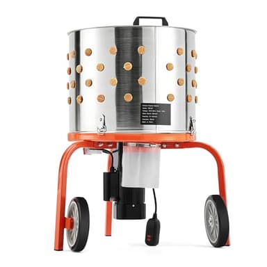 Chicken Plucker Machine, 20 inch Drum Stainless Steel Poultry Plucker, Defeathering Equipment with 108 Soft Fingers, Simple Debris Collection, for Farms, Restaurants, Home, Poultry Plucking, Orange