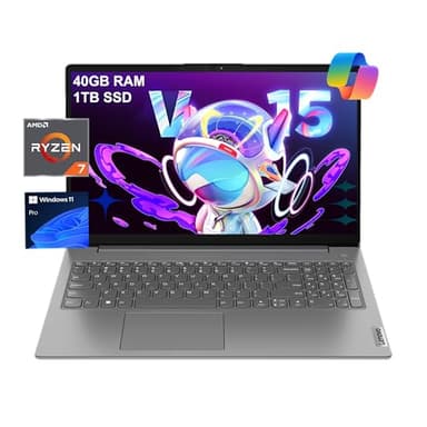 Lenovo Laptop V15 for Business, Home, Student (15.6" FHD, AMD Ryzen 7 7730U (Beat Intel i7-1355U), 40GB RAM, 1TB SSD), Numeric Keypad, Webcam w/Shutter, RJ-45, Win 11 Pro w/AI Copilot, Grey