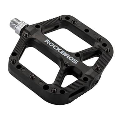ROCKBROS Mountain Bike Pedals Nylon Composite Bearing 9/16" MTB Bicycle Pedals with Wide Flat Platform （Black）