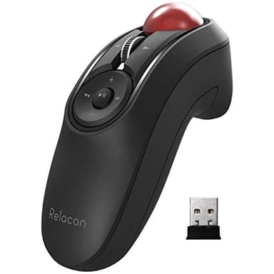 ELECOM Relacon Handheld Trackball Mouse, Thumb Control, 2.4GHz Wireless, Ergonomic Design, 10-Button Function with Smooth Tracking, Windows11, MacOS (M-RT1DRBK)