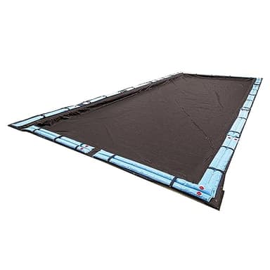 Blue Wave Bronze 20 ft x 40 ft Rectangular Winter In Ground Pool Cover – Blocks Debris & Sunlight with 8-Year Protection for Off-Season - With Solid Polyethylene Shield, 4 ft Overlap, Cable, Winch
