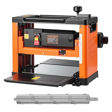 VEVOR 13-Inch Spiral Thickness Planer, Woodworking Power Benchtop Planer, with 2000W 23500 RPM Powerful Motor, Single Speed, for Hard & Soft Wood Material