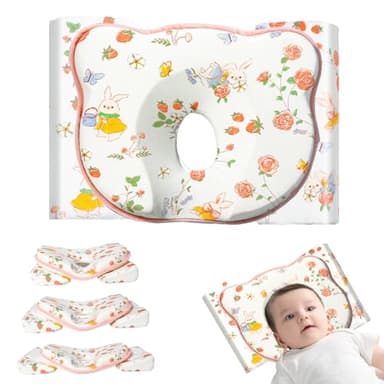 XPIY Baby Pillow, Soft Cozy Machine-Washable Memory Foam Infants Breathable Travel Head Pillows Neck Support Breathable for Small Boys and Girls Tummy Time