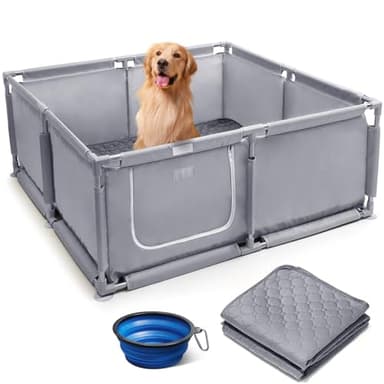 Whelping Box for Dogs and Puppies 48x48x18 inch Pet Whelping Box with Washable Pee Pad and Collapsible Dog Bowl for Medium Small Dogs