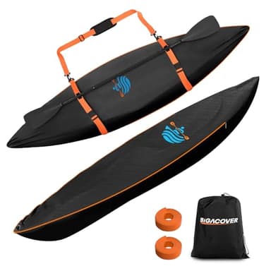 Kayak Cover 600D Waterproof UV Protection and Dust Resistant Heavy Duty Full Canoe Cover for Indoor/Outdoor Kayak/Canoe/Paddle Board with Storage Bag Kayak Covers for Outdoor Storage (8ft-10ft)
