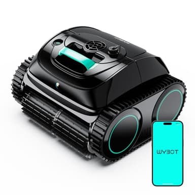WYBOT C1 Cordless Robotic Pool Vacuum for Inground Pools, Above Ground Pool Cleaner 4-in-1 Wall & Waterline Cleaning Up to 1,614sq.ft, 150mins Smart Navigation, App Support (Forest Green & Black)