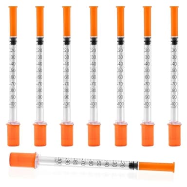 1ml Syringe with Cap, 31G 1/4" 6mm 1cc Syringes, Disposable Individual Package, Pack of 20