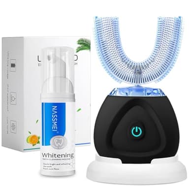 FULYA Automatic Toothbrush with Teeth Whitening Mousse, Auto Tooth Brush for Adult, 360° Ultrasonic Toothbrushes Waterproof, Rechargeable Electric Tooth whitening Brush