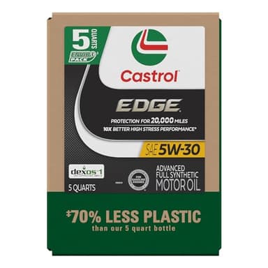 Castrol EDGE 5W-30 Advanced Full Synthetic Motor Oil, 5 Quarts, Eco Pack