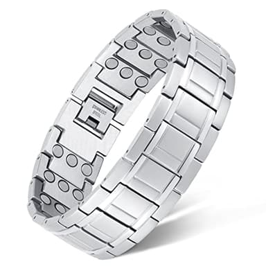 Feraco 3X Magnetic Bracelets for Men Titanium Steel Magnetic Bracelet with 3 Rows Magnets (Gunmetal)