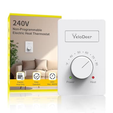240 V Only 4-Wire Manual Electric Baseboard Heater Thermostat for Home, YeloDeer