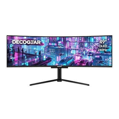 Deco Gear 49" QD-OLED 240Hz Curved Ultrawide Gaming Monitor - 5120×1440 DQHD, 32:9 Dual-QHD Display, 0.03 ms Response, HDR400 True Black, 90W USB-C, KVM, Adaptive Sync, RGB Lighting