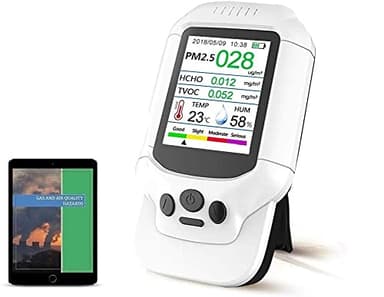 Air Quality Monitor, Formaldehyde Detector, Temperature & Humidity Meter, Pollution Tester, Sensor; Detect PM2.5/PM10/PM1.0 Micron Dust, Test Indoor TVOC Volatile Organic Compound Gas; eBook