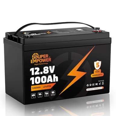 12V 100Ah LiFePO4 Lithium Battery- BCI Group 31, Deep Cycle RV LiFePO4 Battery with Low-Temp Protection, 100A BMS, 1280Wh, Max.15000 Cycles, 10-Year Lifespan for RV, Solar, Trolling Motor, Marine