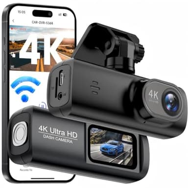 Dash Cam 4K Front, Ultra HD Dash Camera for Cars, 1.47''IPS Screen Mini Car Camera with APP Control, Built-in Wi-Fi & G-Sensor, 24H Parking Mode, Night Vision, WDR, Loop Recording, Support 256GB Max