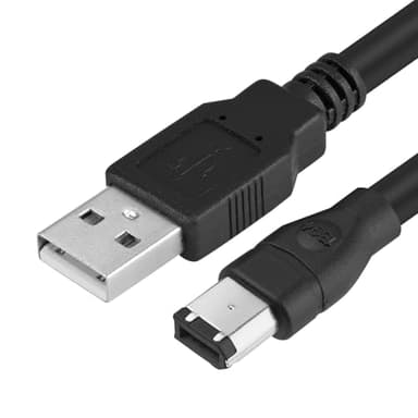 Herfair Firewire to USB Cable 6-Pin IEEE 1394-a Male to USB 2.0 A Male Adapter Cord for Firewire 400 Digital Camera Camcorder Printer Scanner Hard Disk to MacBook Laptop Computer (Black)