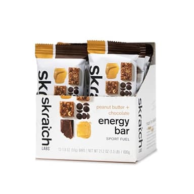 Skratch Labs Energy Bar | Peanut Butter + Chocolate (12 Pack) | Plant Based Healthy Snack | Low Sugar - 5g Protein | Non-GMO, Gluten Free, Soy Free, Vegan, Kosher