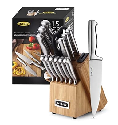 McCook® Knife Sets,German Stainless Steel Knife Block Sets with Built-in Sharpener