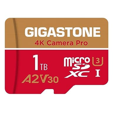 【5-Years Data Recovery】 GIGASTONE 1TB Micro SD Card, 4K Camera Pro, R/W up to 150/130 MB/s, 4K Video Recording for GoPro, DJI, Drone, MicroSDXC Memory Card UHS-I U3 A2 V30, with Adapter