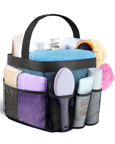 Attmu Mesh Shower Caddy Portable for College Dorm Room Essentials with 8 Pockets, Hanging Caddy Dorm Basket, Quick Dry Shower Bag for Bathroom