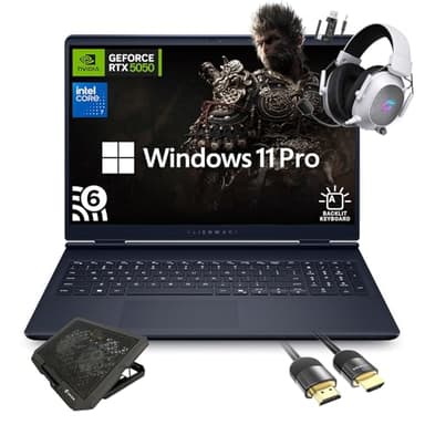 Dell Alienware 16 Aurora AC16250 Gaming Laptop, Intel Core 7 240H, NVIDIA GeForce RTX 5050, 16" WQXGA 120Hz IPS, 16GB RAM, 1TB SSD, WiFi 6, w/Mytrix Cooling Pad HDMI Cable, Windows 11 Pro
