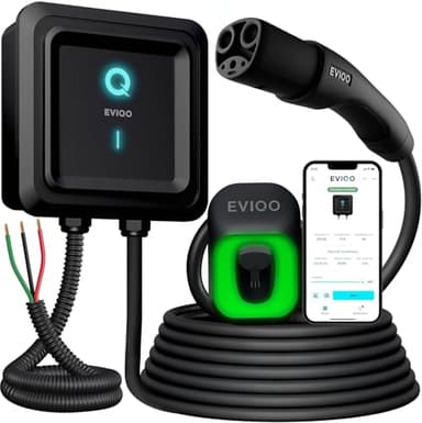 EVIQO NACS Charger for Tesla 48 Amp 240V Hardwired Level 2 EV Charger - Wall EV Charger Level 2, 25ft Cable, WiFi (2.4 GHz) Smart App - Weatherproof, Outdoor (IP66,NEMA 4) UL, ETL Certified