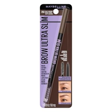Maybelline Express Brow Ultra Slim Eyebrow Makeup, Brow Pencil with Precision Tip and Spoolie for Defined Eyebrows, Deep Brown, 1 Count