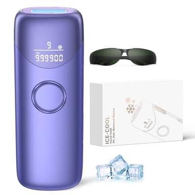 Laser Hair Removal Ubroo IPL Hair Removal Device with 5℃ Ice Cooling,Painless Laser Hair Removal for Women and Men,Full Body Use for Legs,Bikini,Armpits (Purple)