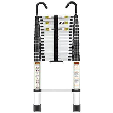 RIKADE Telescopic Ladder, 20.34FT Aluminum Telescoping Ladder with Stable Hook and Non-Slip Feet, Portable Extension Ladder for Household and Outdoor Working, Max Load 330lbs, Aluminum