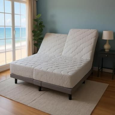 Beverly Hills Bed Split Queen Adjustable Bed Bundle with Massaging Zero Gravity Base, 11" Firm Hybrid Mattresses