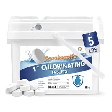 1 Inch Chlorine Tablets for Swimming Pools & Spas | 90% Available Chlorine Trichlor Pool Tablets | Long-Lasting Slow Dissolving Sanitizer for Clean & Clear Water (1inch-5lbs)