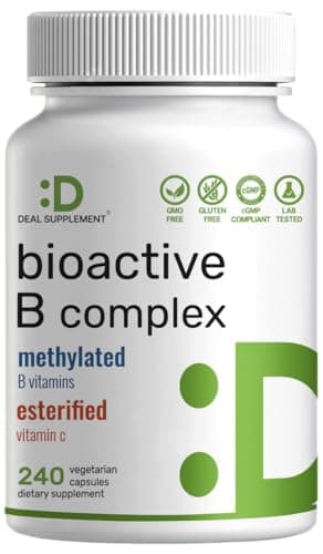 Bioactive Vitamin B Complex for Men & Women, 240 Veggie Capsules - Methylated B Complex & Esterified Vitamin C – High Potency & Easy Absorption – Immune, Energy & Metabolism Supplement – Non-GMO