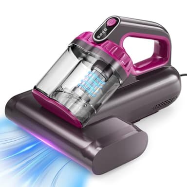 BYHUME Mattress Vacuum Cleaner, 17Kpa 650W Bed Vacuum Cleaner, 273nm UV-C Light & Ultrasonic 145°F Heating, 80000 RPM/Min Brushroll Rotation, Wide Suction Port for Pillows Cribs Sofa, Black Corded
