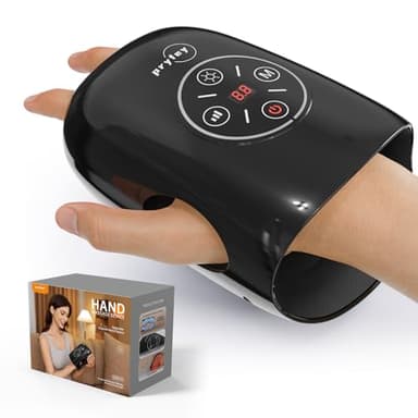 pryfey Hand Massager, 9 Modes 9 Intensities Hand Massage, Cordless Hand Massager for Arthritis and Carpal Tunnel, Gift for Men Women Parents Relaxation at Office,Dark Black